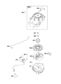 Flywheel, Ignition, And Starter Group Diagram and Parts List for 103M02-0120-H5 100000 - 19Z999 Briggs and Stratton Engine